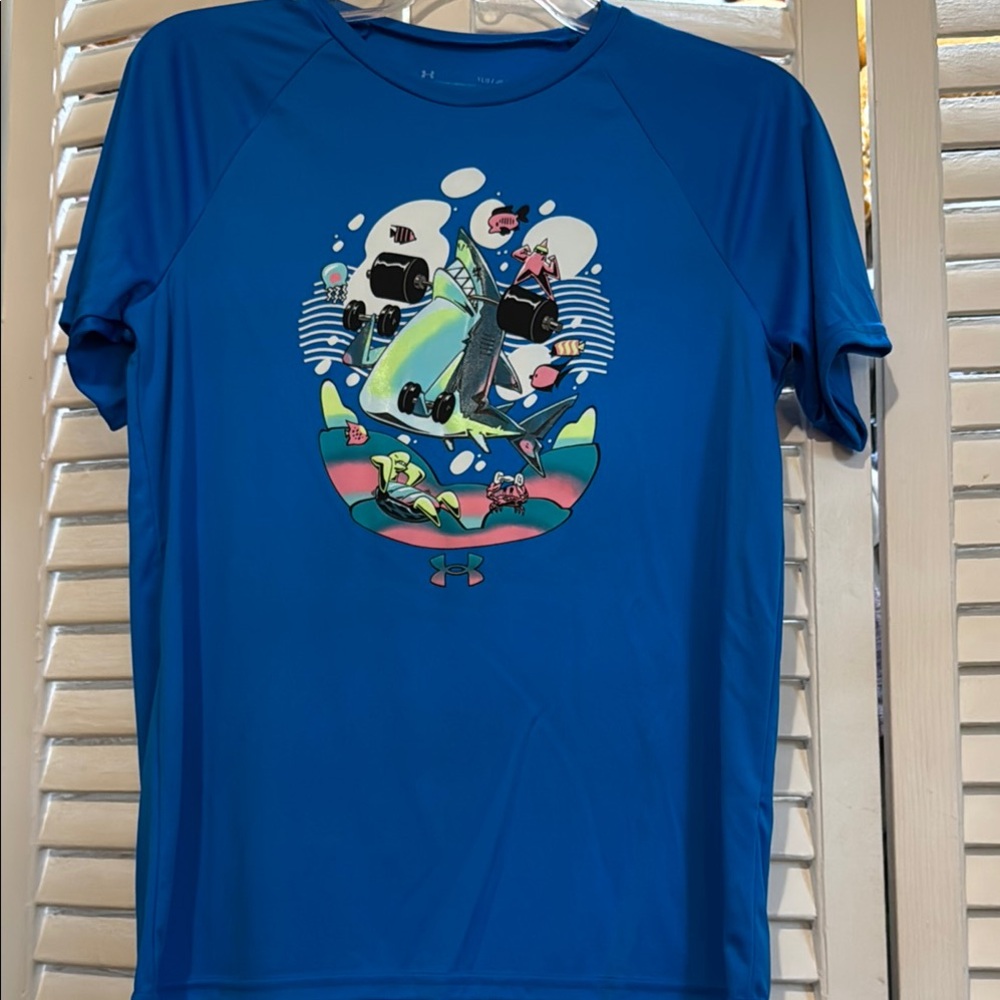 Under Armour Blue Rash Guard with Playful Design